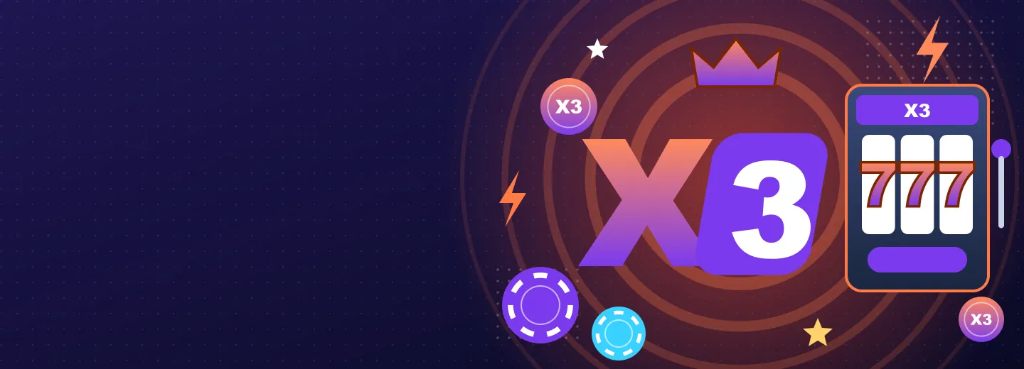 Baner X3 Bet Casino z wideoslotem i kartami do blackjacka